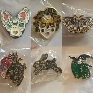 6pc Set of Artistic Enamel Pins